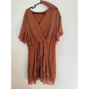 Rust Orange Wrap Dress